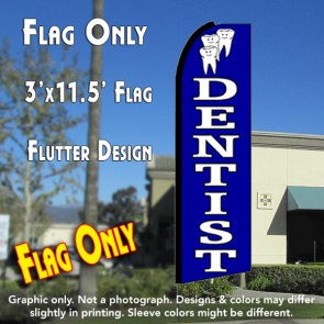 Dentist (Dark Blue) Flutter Feather Banner Flag (11.5 x 3 Feet)