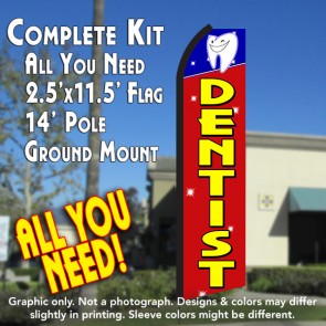 DENTIST (Red/Yellow) Flutter Feather Banner Flag Kit (Flag, Pole, & Ground Mt)