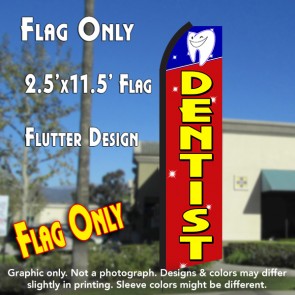 DENTIST (Red/Yellow) Flutter Polyknit Feather Flag (11.5 x 2.5 feet)