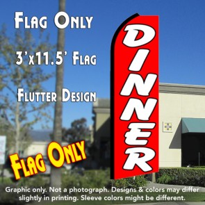 DINNER (Red) Flutter Feather Banner Flag (11.5 x 3 Feet)