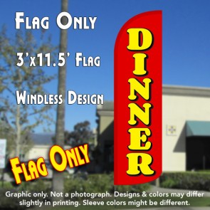 Dinner (Red/Yellow) Windless Polyknit Feather Flag (3 x 11.5 feet)