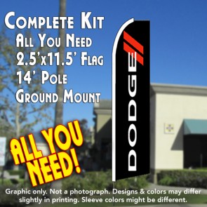 DODGE Flutter Feather Banner Flag Kit (Flag, Pole, & Ground Mt)