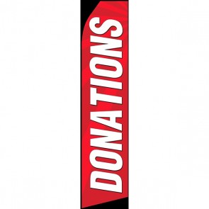 Donations Feather Banner Flag Kit (Flag, Pole, & Ground Mt) Red and White