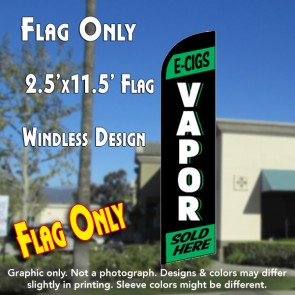 E-CIGS VAPOR (Green) Windless Feather Banner Flag (2.5 x 11.5 Feet)