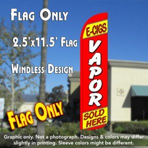 E-CIGS VAPOR SOLD HERE (Red/Yellow) Windless Polyknit Feather Flag (2.5 x 11.5 feet)