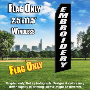 Embroidery (Black/White) Econo Feather Banner Flag
