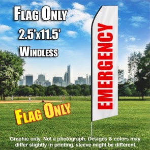 Emergency (White/Red) Econo Feather Banner Flag
