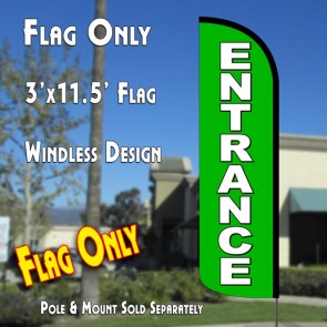 ENTRANCE (Green) Windless Feather Banner Flag (11.5 x 3 Feet)