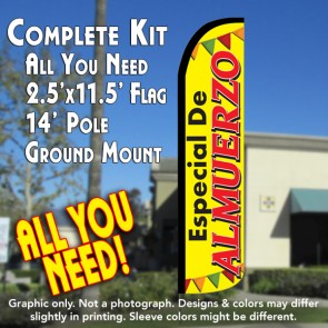 ESPECIAL DE ALMUERZO Windless Feather Banner Flag Kit (Flag, Pole, & Ground Mt)