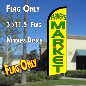 FARMER'S MARKET (Yellow) Windless Feather Banner Flag (11.5 x 3 Feet)