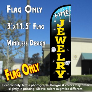 Fine Jewelry (Blue/Black) Windless Polyknit Feather Flag (3 x 11.5 feet)