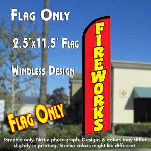 FIREWORKS (Red) Windless Feather Banner Flag (2.5 x 11.5 Feet)