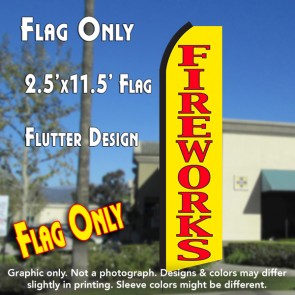 FIREWORKS (Yellow/Red) Flutter Polyknit Feather Flag (11.5 x 2.5 feet)