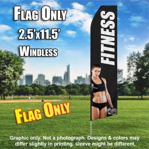 FITNESS black white woman standing flutter flag