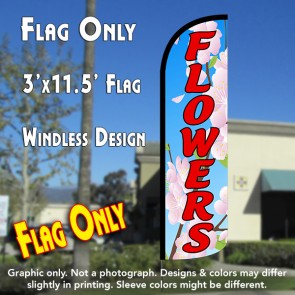 Flowers Windless Polyknit Feather Flag (3 x 11.5 feet)