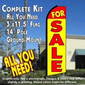 FOR SALE (Red/Yellow) Flutter Feather Banner Flag Kit (Flag, Pole, & Ground Mt)