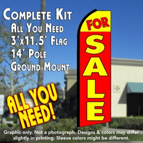 FOR SALE (Yellow/Red) Flutter Feather Banner Flag Kit (Flag, Pole, & Ground Mt)