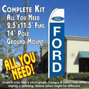 FORD Flutter Feather Banner Flag Kit (Flag, Pole, & Ground Mt)