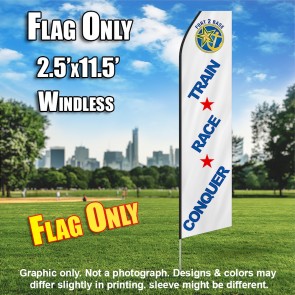 Fort 2 Race (White/Blue) Econo Feather Banner Flag