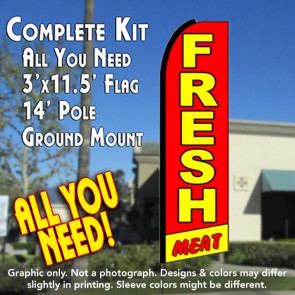 FRESH MEAT (Red/Yellow) Flutter Feather Banner Flag Kit (Flag, Pole, & Ground Mt)