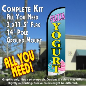 Frozen Yogurt (Blue) Windless Feather Banner Flag Kit (Flag, Pole, & Ground Mt)