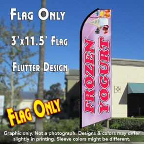 FROZEN YOGURT (Purple) Flutter Feather Banner Flag (11.5 x 3 Feet)