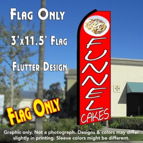 FUNNEL CAKES (Red) Flutter Feather Banner Flag (11.5 x 3 Feet)