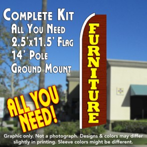 FURNITURE (Brick) Flutter Feather Banner Flag Kit (Flag, Pole, & Ground Mt)