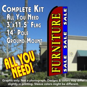 FURNITURE SALE SALE SALE (Brown/Blue) Flutter Feather Banner Flag Kit (Flag, Pole, & Ground Mt)