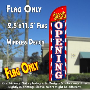 GRAND OPENING (Sunburst) Windless Polyknit Feather Flag (2.5 x 11.5 feet)