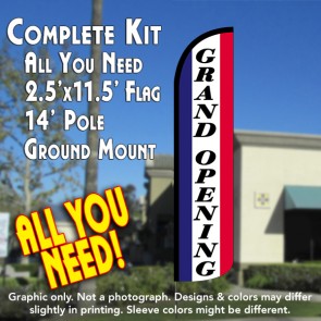 GRAND OPENING Windless Feather Banner Flag Kit (Flag, Pole, & Ground Mt)