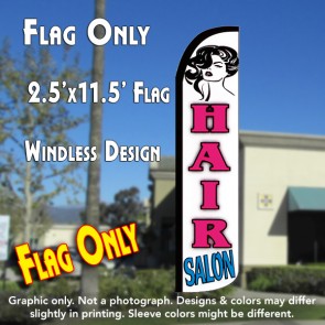 HAIR SALON White/Pink Windless Polyknit Feather Flag 
