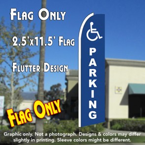 HANDICAPPED PARKING (Blue) Flutter Feather Banner Flag (11.5 x 2.5 Feet)