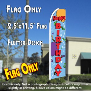 HAPPY BIRTHDAY (Blue) Flutter Feather Banner Flag (11.5 x 2.5 Feet)