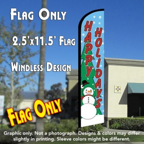 HAPPY HOLIDAYS (Snowman) Windless Feather Banner Flag (2.5 x 11.5 Feet)