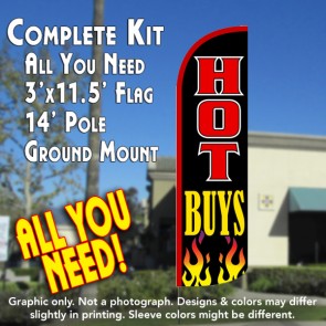 Hot Buys Windless Feather Banner Flag Kit (Flag, Pole, & Ground Mt)