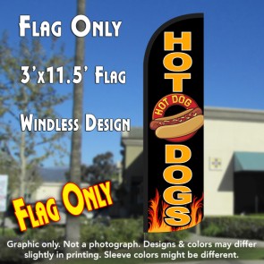Hot Dogs (Black/Yellow) Windless Polyknit Feather Flag (3 x 11.5 feet)