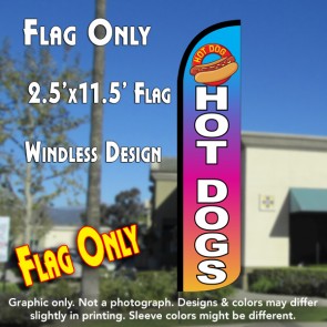 yf Windless Swooper Flag Feather Banner Sign 2.5x11.5' FRESH HOT DOGS 