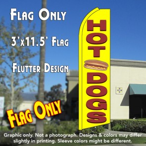 HOT DOGS (Yellow) Flutter Feather Banner Flag (11.5 x 3 Feet)