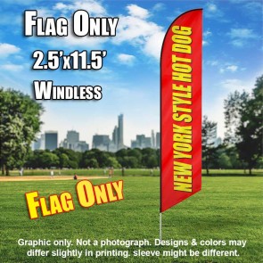 New York Style Hot Dogs Windless  Feather Banner Flag 