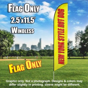 New York Style Hot Dogs Windless (Yellow/Red) Feather Banner Flag