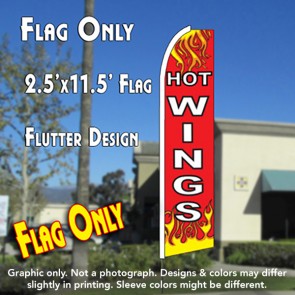 HOT WINGS (Red) Flutter Feather Banner Flag (11.5 x 2.5 Feet)