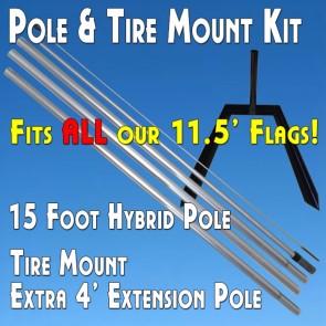 Windless Feather Flag Tire Mount Kit (Tire Mount and Aluminum Pole)