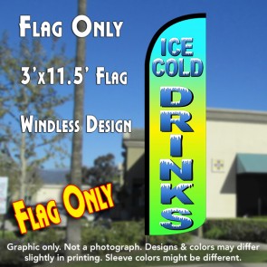 Ice Cold Drinks Windless Polyknit Feather Flag (3 x 11.5 feet)