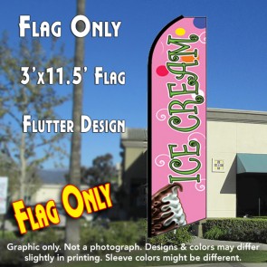 ICE CREAM (Pink) Flutter Feather Banner Flag (11.5 x 3 Feet)
