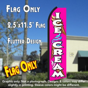 ICE CREAM (Pink/White) Flutter Polyknit Feather Flag (11.5 x 2.5 feet)
