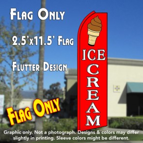 ICE CREAM (Red/White) Flutter Polyknit Feather Flag (11.5 x 2.5 feet)