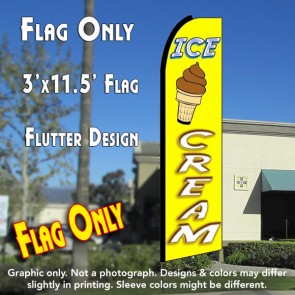 ICE CREAM (Yellow/White) Flutter Feather Banner Flag (11.5 x 3 Feet)
