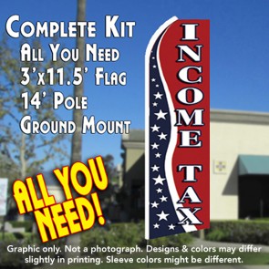 INCOME TAX (RWB) Flutter Feather Banner Flag Kit (Flag, Pole, & Ground Mt)