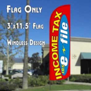 Income Tax e-file (Red/Yellow) Windless Polyknit Feather Flag (3 x 11.5 feet)